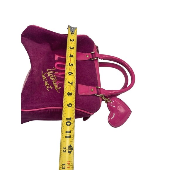 Victoria Secret Love Spell Handbag PINK Faux Suede Cosmetic Bag Zip Closure - Picture 7 of 16